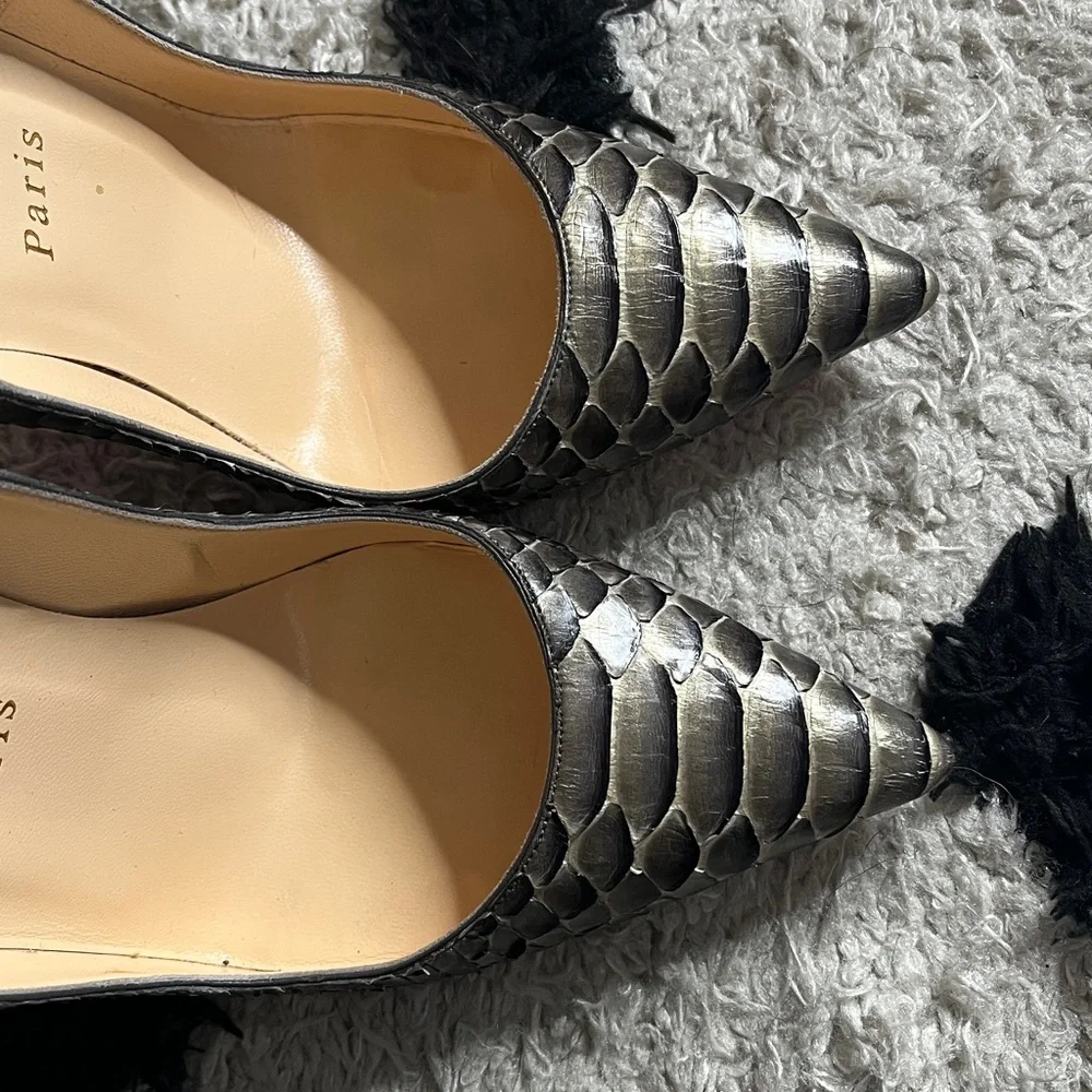 Christian Louboutin size 37.5 Elegant Snake Print Women's Heels